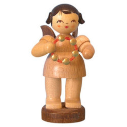 Angel with Jingle Ring - Natural Colors - Standing - 6 cm / 2,3 inch