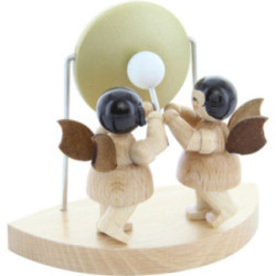 2 Angels with Big Gong Fitting Cloud Connector System - Natural Colors - Standing - 6 cm / 2,3 inch