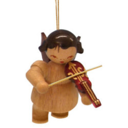 Tree Ornament - Angel with Violin - Natural Colors - Floating - 5,5 cm / 2,1 inch