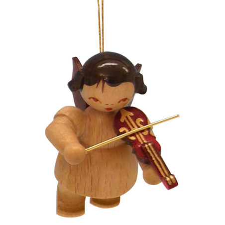 Christbaumschmuck Engel mit Violine - natur - schwebend - 5,5 cm