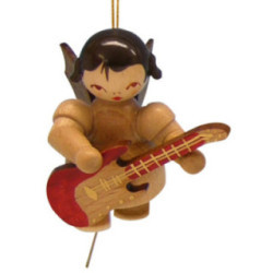 Tree Ornament - Angel with Electric Guitar - Natural Colors - Floating - 5,5 cm / 2,1 inch