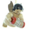 Christbaumschmuck Engel mit Konzertina - natur - schwebend - 5,5 cm