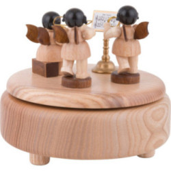 Spieldose mit Engeln, natur - 12,5 cm