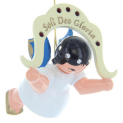 Tree Ornament - Angel "Soli Deo Gloria" - Swarovski Edition - Blue Wings - Floating - 5,5 cm / 2.2 inch
