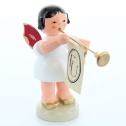 Angel with Fanfare - Red Wings - Standing - 9,5 cm / 3.7 inch