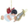 Christbaumschmuck Engel mit Glockenspiel - Rote Flügel - schwebend - 5,5 cm