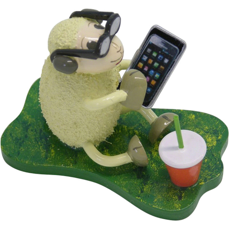 Sheep "Smarty", with Smartphone and Glasses - 5,5 cm / 2.2 inch