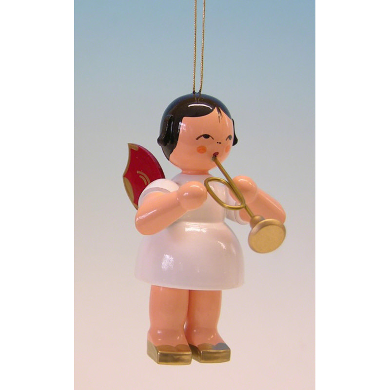 Tree Ornament - Angel with Trumpet - Red Wings - 9,5 cm / 3.7 inch