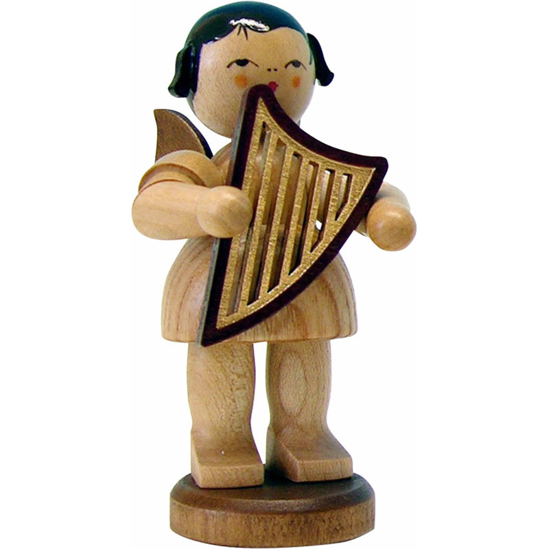 Angel with Lyre - Natural - Standing - 9,5 cm / 3.7 inch