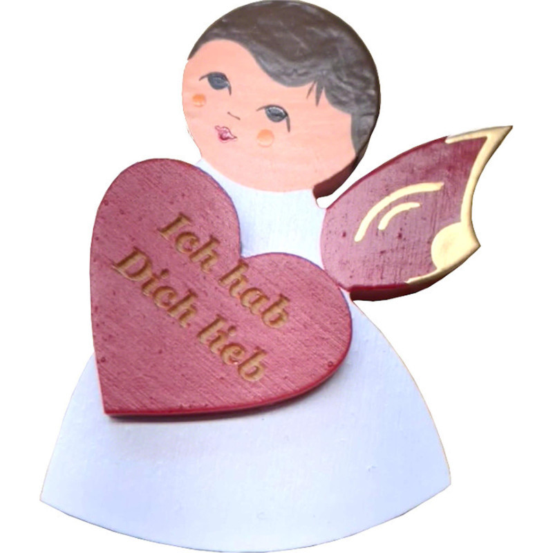 Fridge Magnet - Angel with Heart - Red Wings - "Ich hab Dich lieb" - 7,5 cm / 3 inch