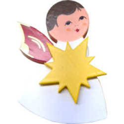 Magnetpin Engel mit Stern - Rote Flügel - 7,5 cm