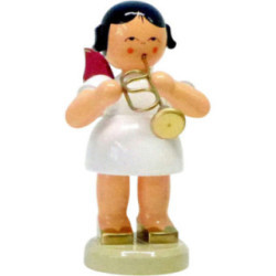 Angel with Flugelhorn - Red Wings - Standing - 9,5 cm / 3.7 inch
