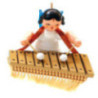Tree Ornament - Angel with Bass Xylophone - Blue Wings - Floating - 5,5 cm / 2.2 inch