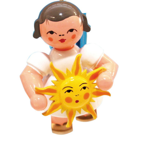 Tree Ornament - Angel with Sun - Blue Wings - Floating - 5,5 cm / 2.2 inch