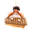 Tree Ornament - Angel with Bass Xylophone - Red Wings - Floating - 5,5 cm / 2.2 inch