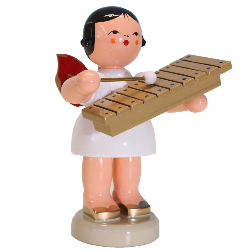 Angel with Xylophone - Red Wings - Standing - 9,5 cm / 3.7 inch