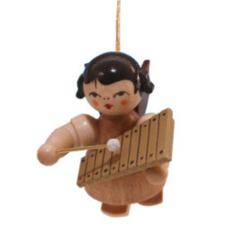 Tree Ornament - Angel with Xylophone - Natural Colors - Floating - 5,5 cm / 2.2 inch