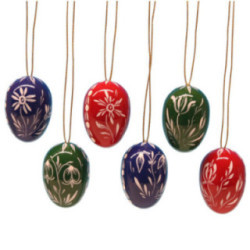 Easter Egg Set with White Flowers - 3,5 cm / 1.4 inch