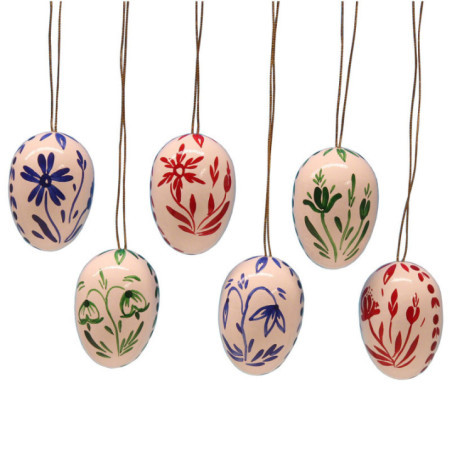 Easter Egg Set White with Flowers - 3,5 cm / 1.4 inch
