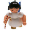 Tree Ornament - Angel with Candy Cane - Blue Wings - Floating - 5,5 cm / 2.2 inch