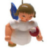 Tree Ornament - Angel with Candied Apple - Blue Wings - Floating - 5,5 cm / 2.2 inch