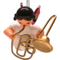 Tree Ornament - Angel with Contrabass Trombone - Red Wings - Floating - 5,5 cm / 2.2 inch