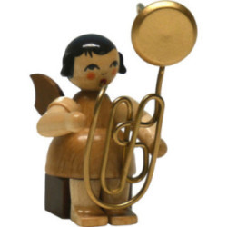 Angel with Contrabass Trombone - Natural - Sitting - 6 cm / 2.4 inch