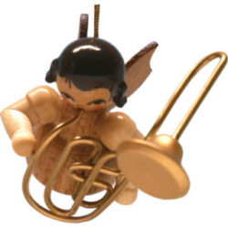 Tree Ornament - Angel with Contrabass Trombone - Natural- Floating - 5,5 cm / 2.2 inch