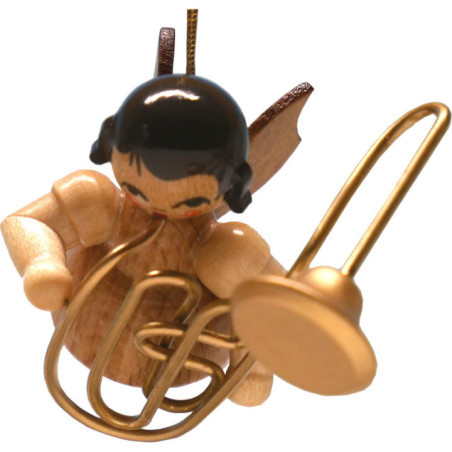 Tree Ornament - Angel with Contrabass Trombone - Natural- Floating - 5,5 cm / 2.2 inch