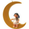 Angel with Violin - Blue Wings - Sitting in Yellow Moon - 16,5 cm / 6.5 inch