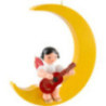 Angel with Guitar - Red Wings - Sitting in Yellow Moon - 16,5 cm / 6.5 inch