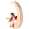 Angel with Violin - Red Wings - Sitting in Natural-Colored Moon - 16,5 cm / 6.5 inch