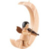 Engel mit Violine - natur - sitzend im Mond natur - 16,5 cm