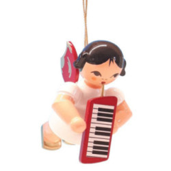 Tree Ornament - Angel with Melodica - Red Wings - Floating - 5,5 cm / 2.2 inch