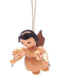 Tree Ornament - Angel with Maracas - Natural Colors - Floating - 5,5 cm / 2.2 inch