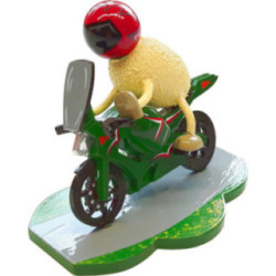 Sheep "Racy" with Green Motorbike - 7 cm / 2.8 inch