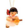 Tree Ornament - Floating Angel with Bratwurst Roll - Red Wings - 5,5 cm / 2.2 inch