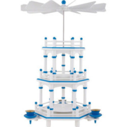 3-Tier Pyramid - White-Blue - without Figurines - 35 cm / 13.8 inch