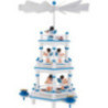 3-stöckige Pyramide weiß-blau Instrumenten-Engel mit blauen Flügeln  - 35 cm