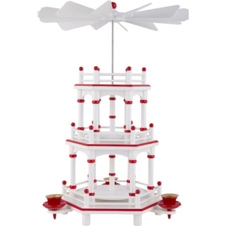 3-stöckige Pyramide weiß-rot unbestückt - 35 cm