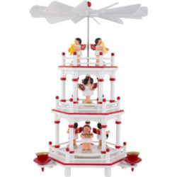 3-Tier Pyramid - White-Red - without Figurines - 35 cm / 13.8 inch