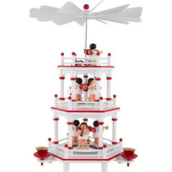 3-Tier Pyramid - White-Red - Music Angels with Red Wings  - 35 cm / 13.8 inch
