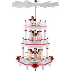 3-Tier Pyramid - White-Red - Music Angels with Red Wings  - 35 cm / 13.8 inch