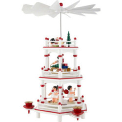 3-stöckige Pyramide weiß-rot Geschenke-Engel mit roten Flügeln  - 35 cm