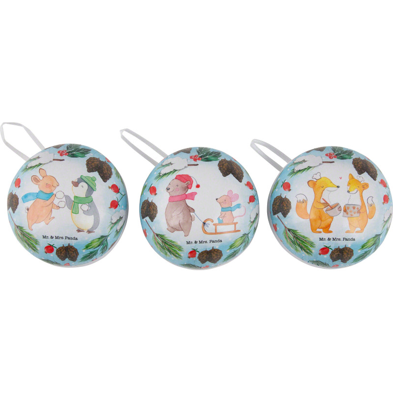 Weihnachtskugeln Pandaliebe - 3er-Set - 8 cm