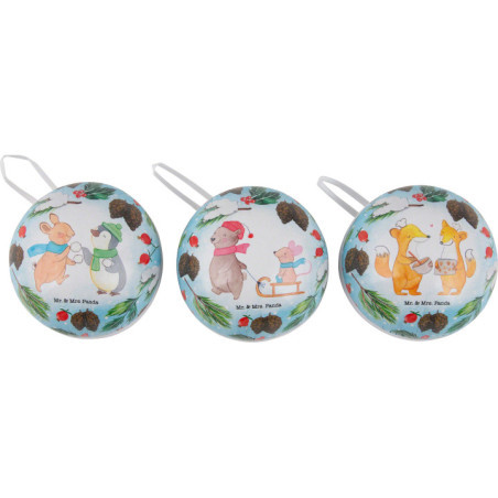 Weihnachtskugeln Pandaliebe - 3er-Set - 8 cm