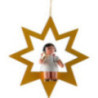 Angel with Bell - Red Wings - Sitting in Yellow Star - 10,5 cm / 4.1 inch