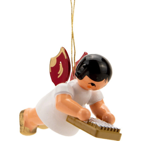 Tree Ornament - Floating Angel with Kalimba - Red Wings - 5,5 cm / 2.2 inch