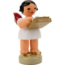 Angel with Kalimba - Red Wings - 9,5 cm / 3.7 inch