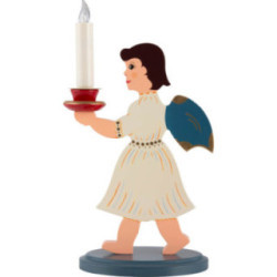 Flat Figurine Angel with Candle - Blue Wings - 20 cm / 7.9 inch